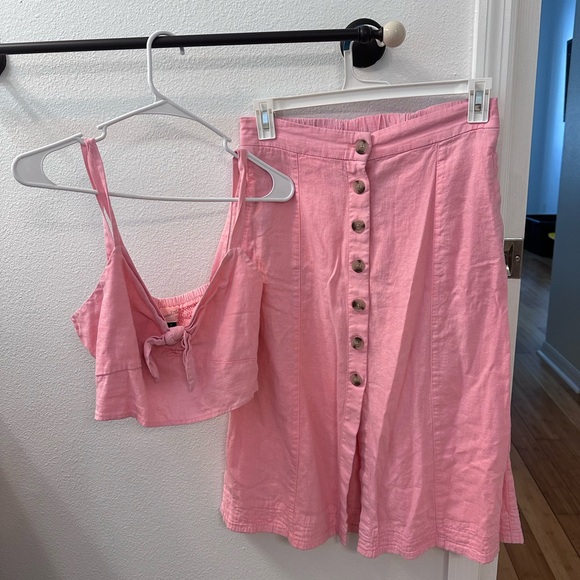 Skirt and crop top set . Pink . Size M - Picture 1 of 8